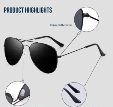 Unisex Black Steel Aviator , UV Protected Iron Man Sunglasses