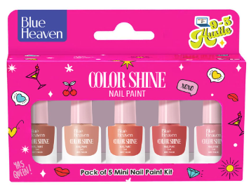  Roll over image to zoom in Blue Heaven Color Shine Nail Polish pack of 5, Glossy Gel Finish Nail Paint with Stunning Colors for every Occasion - 9to5 Hustle, 25ml