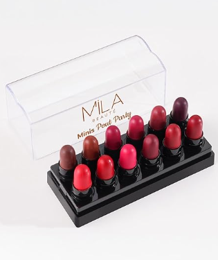 Mila Beauté 12 Creamy Matte Mini Lipstick Kit | Lip Hydrating & Light-weight | Long Lasting Lipsticks for Women | Suitable All Indian Tones | Shade - B 12g