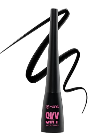 MARS Skyliner Liquid Matte Eyeliner for Women | Long Lasting & Water Resistant | Precise Application | Matte Finish | Smudge Proof | Transfer Proof upto 12 hrs (4.5ml) (Black)